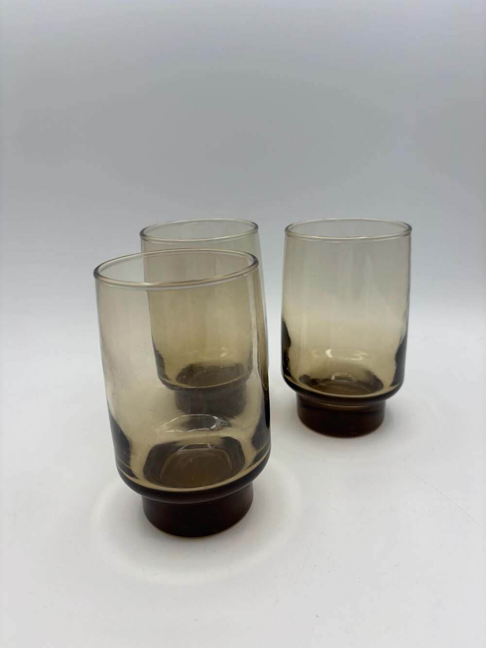 Vintage Libbey Tawny Accent Brown Smoke Highball Tumbler Glasses